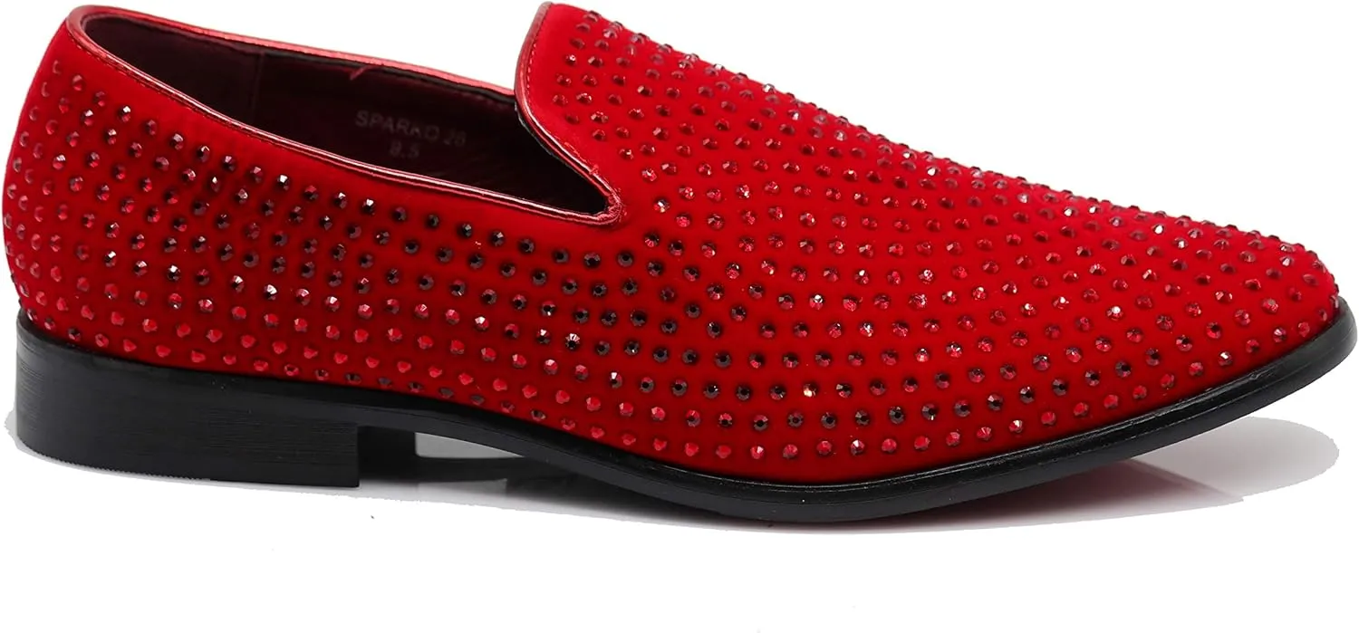 SPK26 Men's Vintage Velvet Rhinestone Designer Dress Loafers Slip On Shoes Classic Tuxedo Dress Shoes