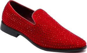 SPK26 Men's Vintage Velvet Rhinestone Designer Dress Loafers Slip On Shoes Classic Tuxedo Dress Shoes