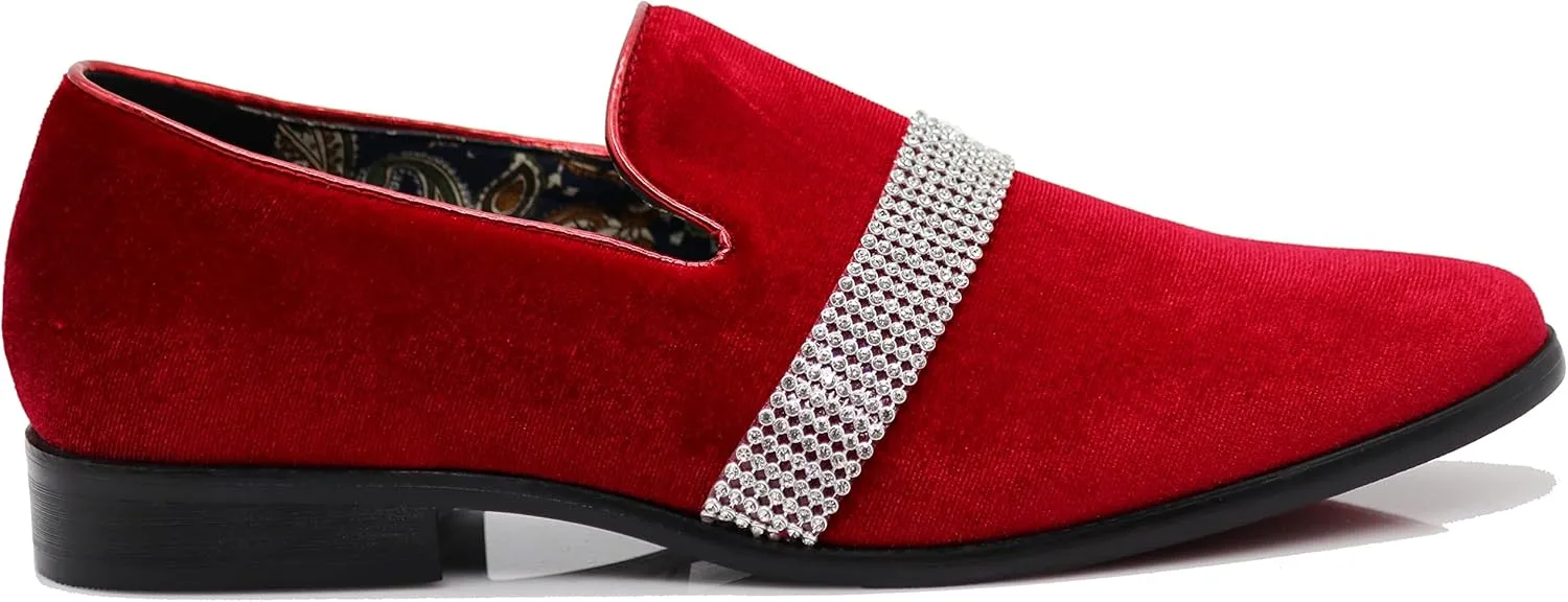 SPK35 Men's Vintage Velvet Flower Designer Dress Loafers Slip On Shoes Classic Tuxedo Dress Shoes