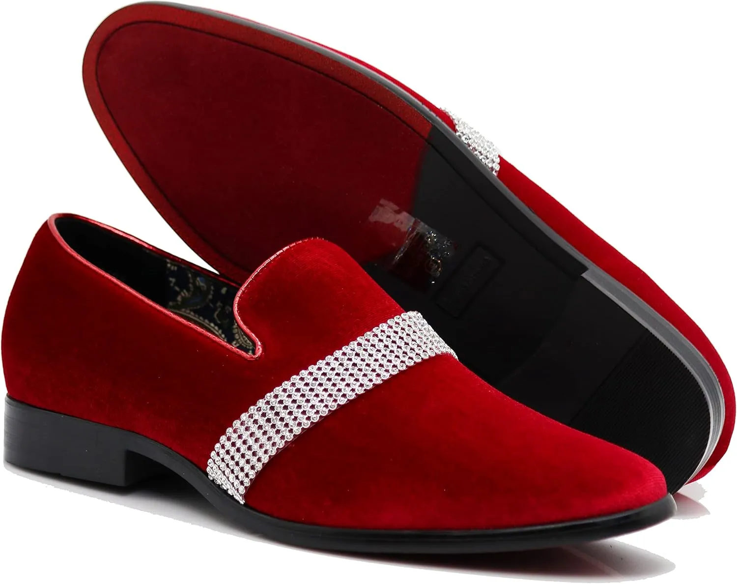 SPK35 Men's Vintage Velvet Flower Designer Dress Loafers Slip On Shoes Classic Tuxedo Dress Shoes