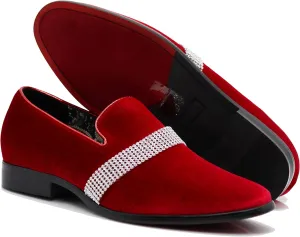 SPK35 Men's Vintage Velvet Flower Designer Dress Loafers Slip On Shoes Classic Tuxedo Dress Shoes