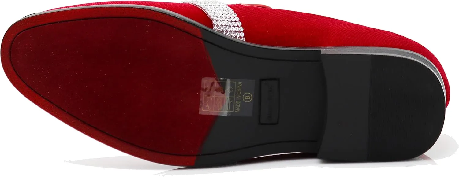 SPK35 Men's Vintage Velvet Flower Designer Dress Loafers Slip On Shoes Classic Tuxedo Dress Shoes