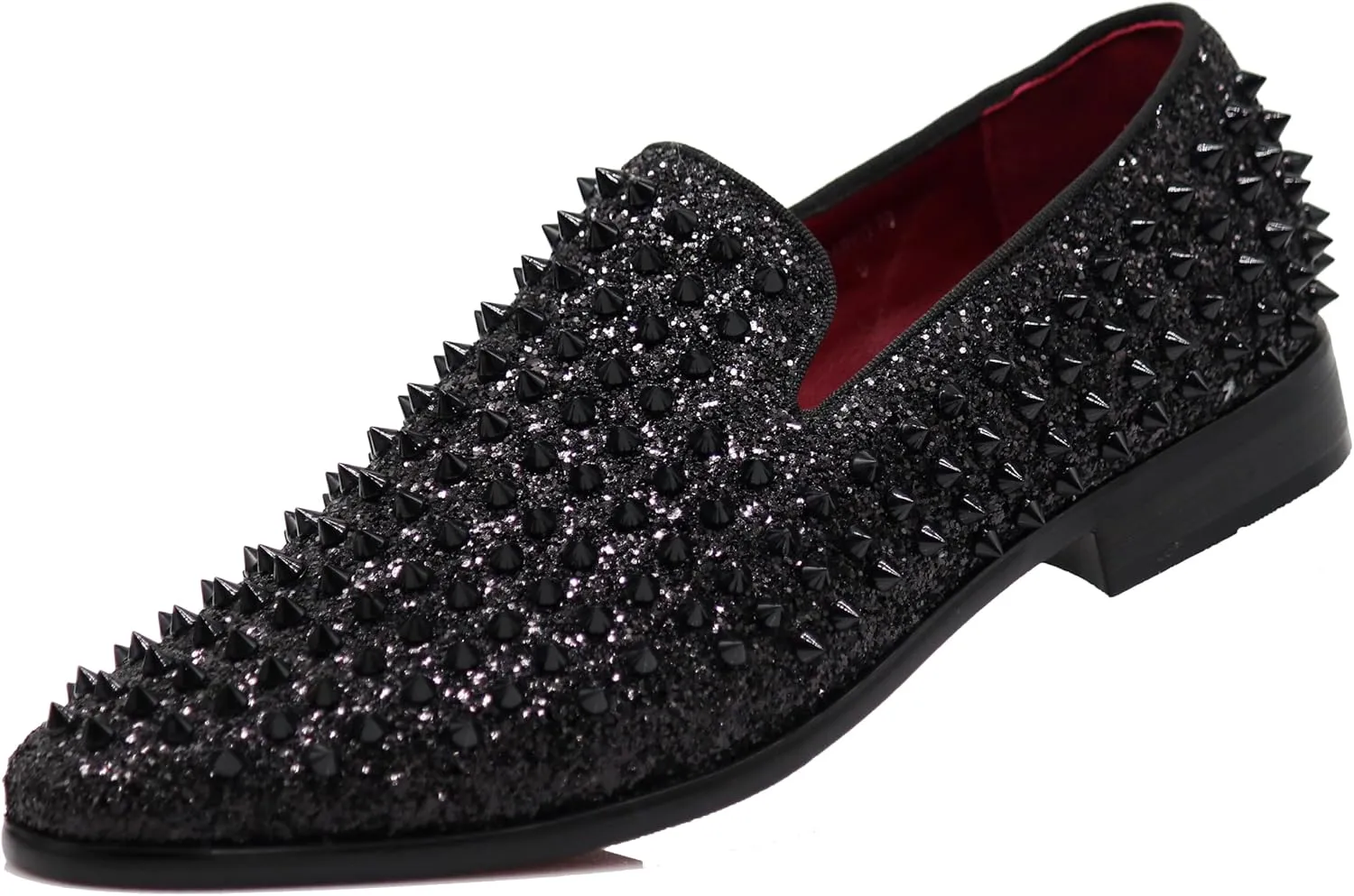 SPK70 Men's Vintage Spike Dress Loafers Slip On Fashion Shoes Classic Tuxedo Dress Shoes