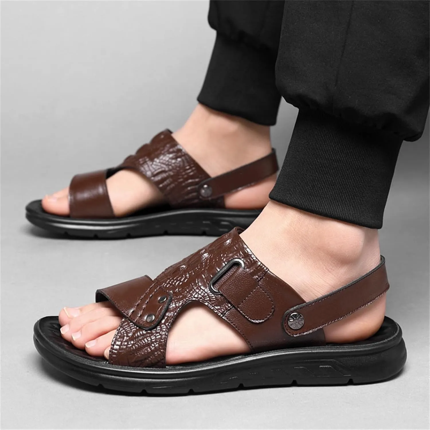 Sports Beach Sliding Outdoor Remote Slippers S Men's Shoes Sole Leather Heel