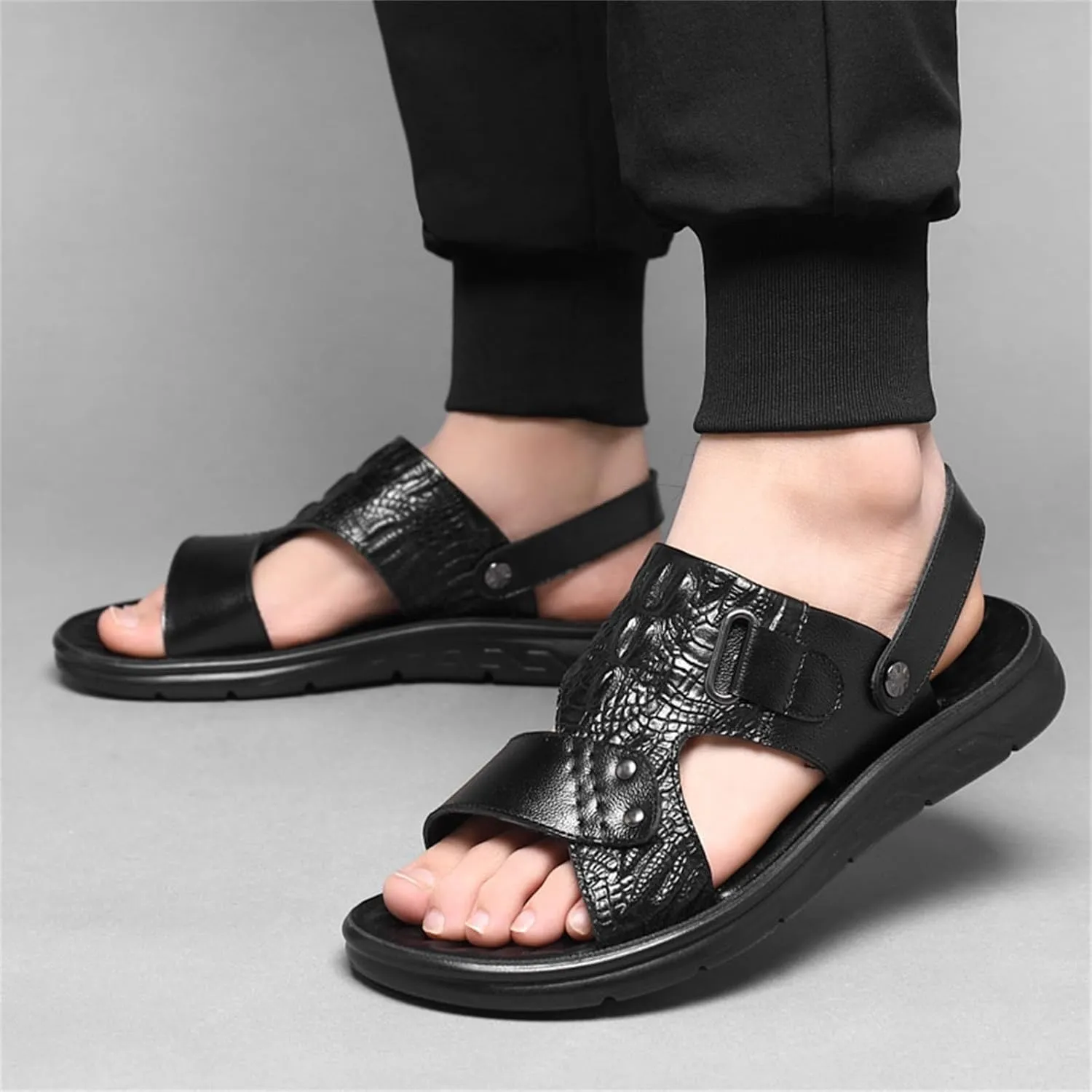 Sports Beach Sliding Outdoor Remote Slippers S Men's Shoes Sole Leather Heel