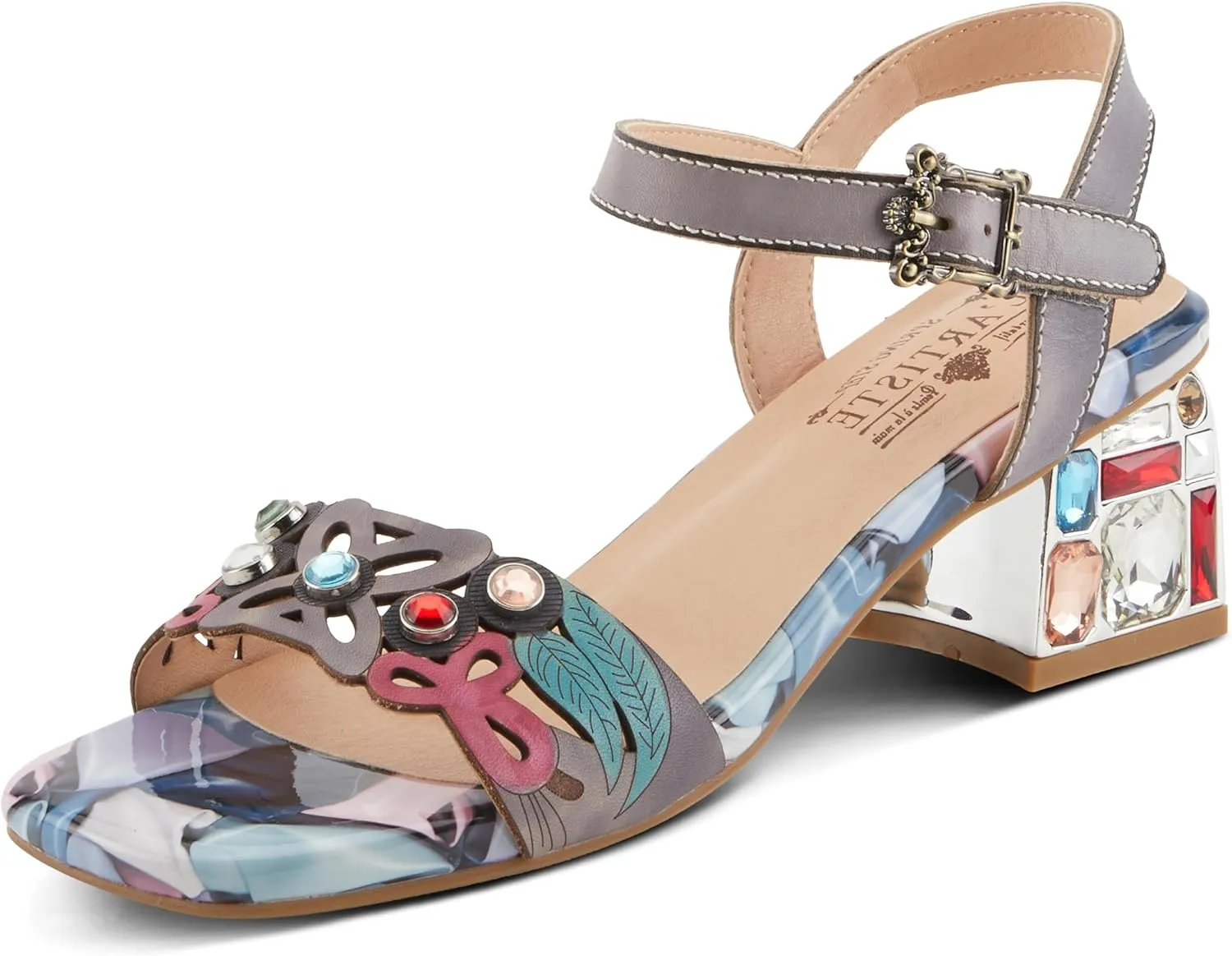 Spring Step L'Artiste Women's ILUMINADA Jewel Heel Sandals - Sparkling Glamour and Sophisticated Comfort