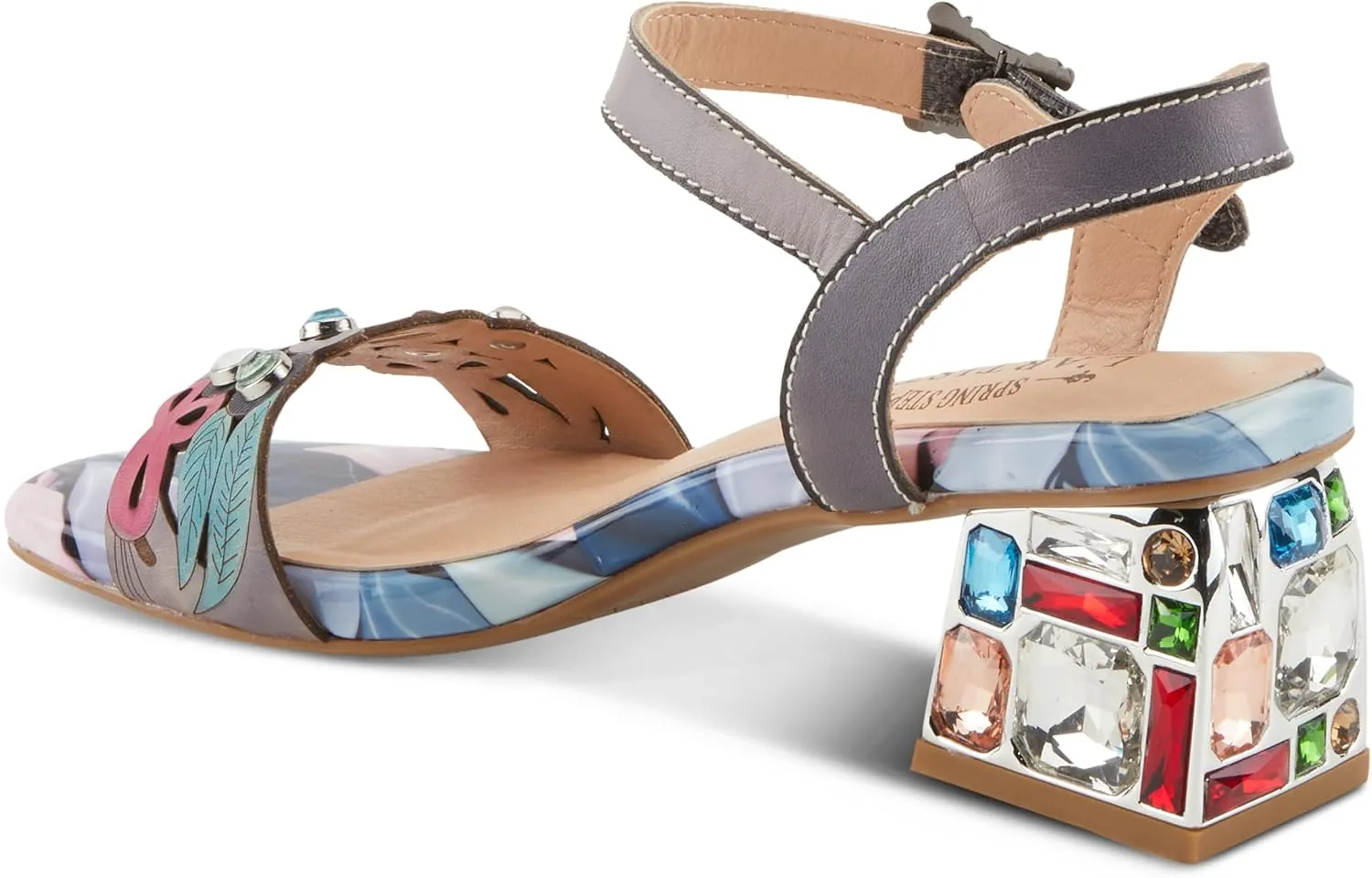 Spring Step L'Artiste Women's ILUMINADA Jewel Heel Sandals - Sparkling Glamour and Sophisticated Comfort