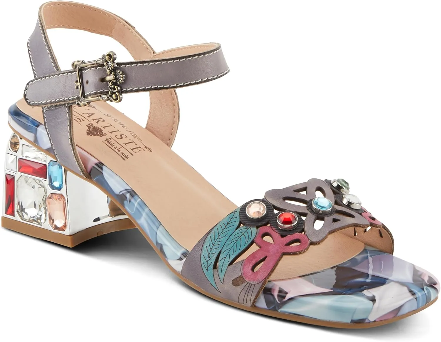 Spring Step L'Artiste Women's ILUMINADA Jewel Heel Sandals - Sparkling Glamour and Sophisticated Comfort