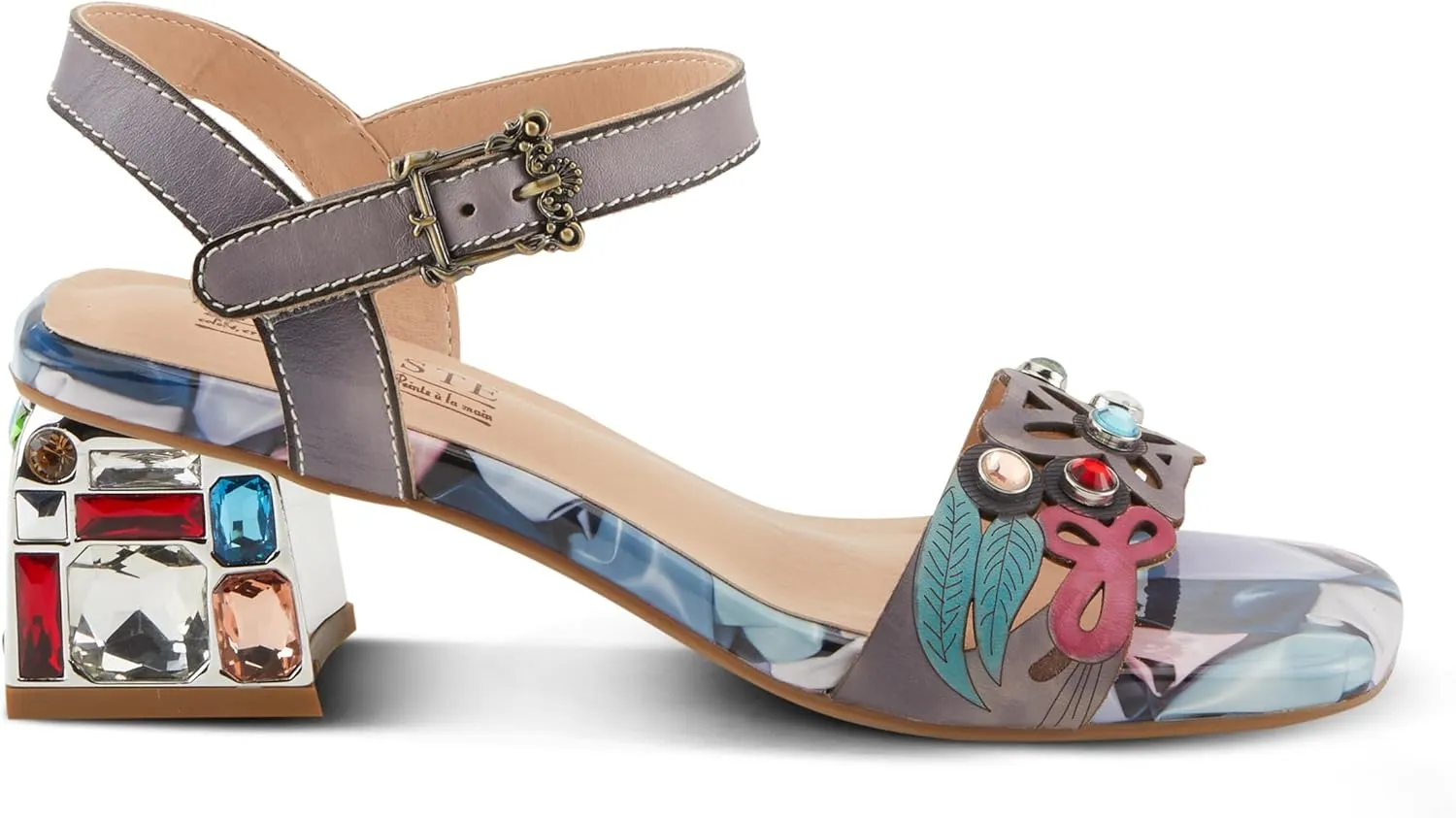 Spring Step L'Artiste Women's ILUMINADA Jewel Heel Sandals - Sparkling Glamour and Sophisticated Comfort