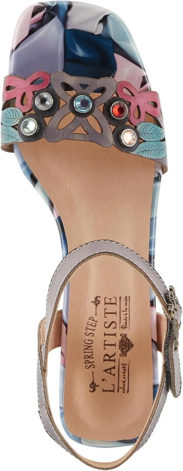Spring Step L'Artiste Women's ILUMINADA Jewel Heel Sandals - Sparkling Glamour and Sophisticated Comfort