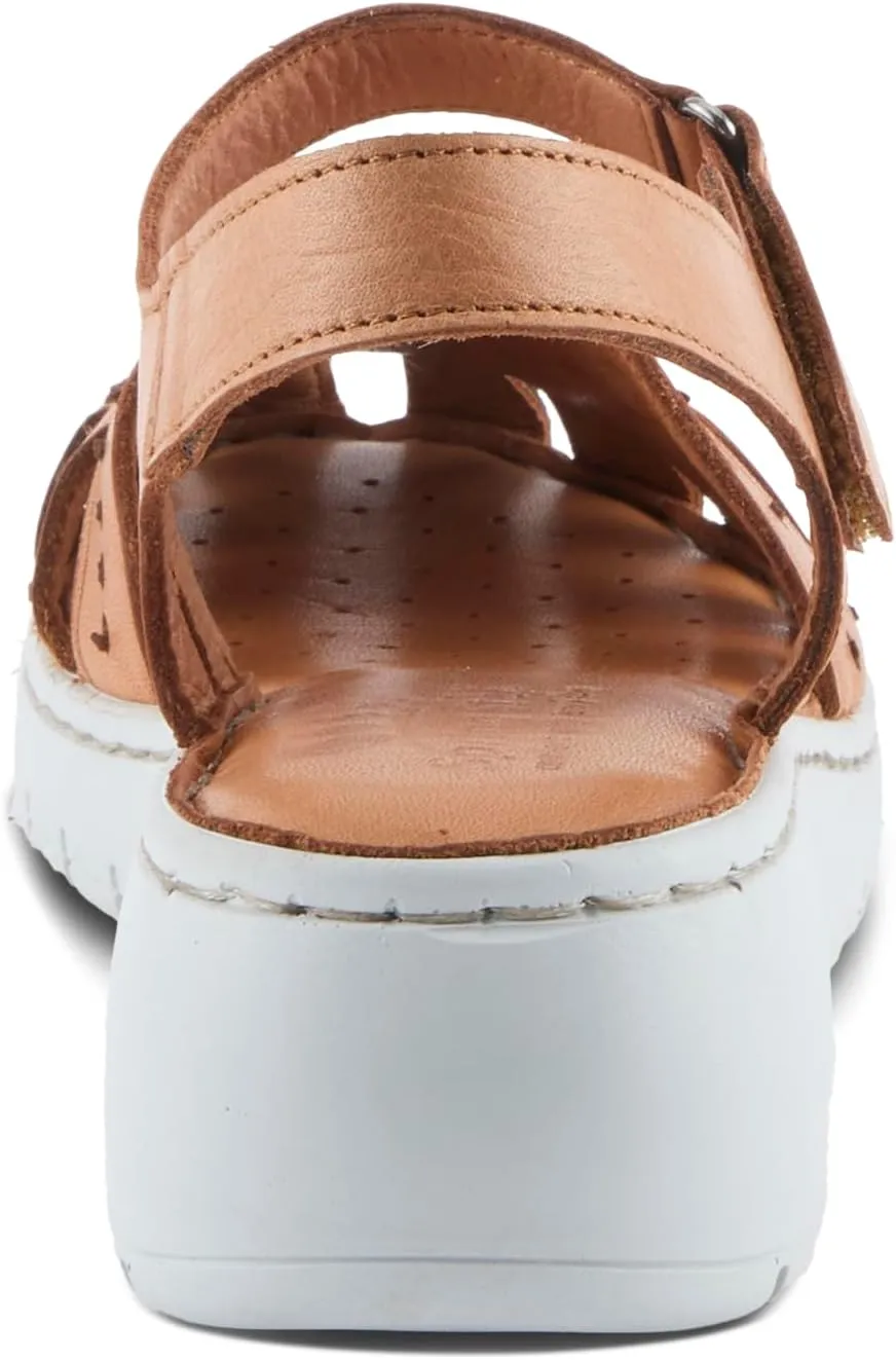 Spring Step Women's GALAVIS Leather Wedge Sandals – Closed-Toe Sporty Sandal with Hook-and-Loop Closure and Cushioned Footbed