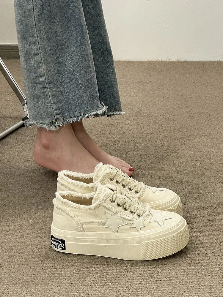 Stars Frayed Trim Sneakers
