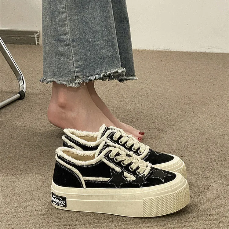 Stars Frayed Trim Sneakers