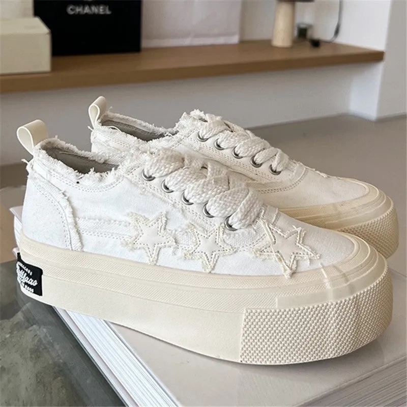 Stars Frayed Trim Sneakers