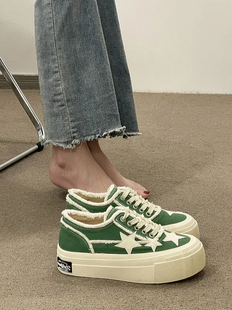 Stars Frayed Trim Sneakers
