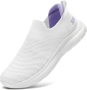 STQ Walking Shoes for Women Arch Support Comfort Lightweight Slip on Sneakers with Memory Foam