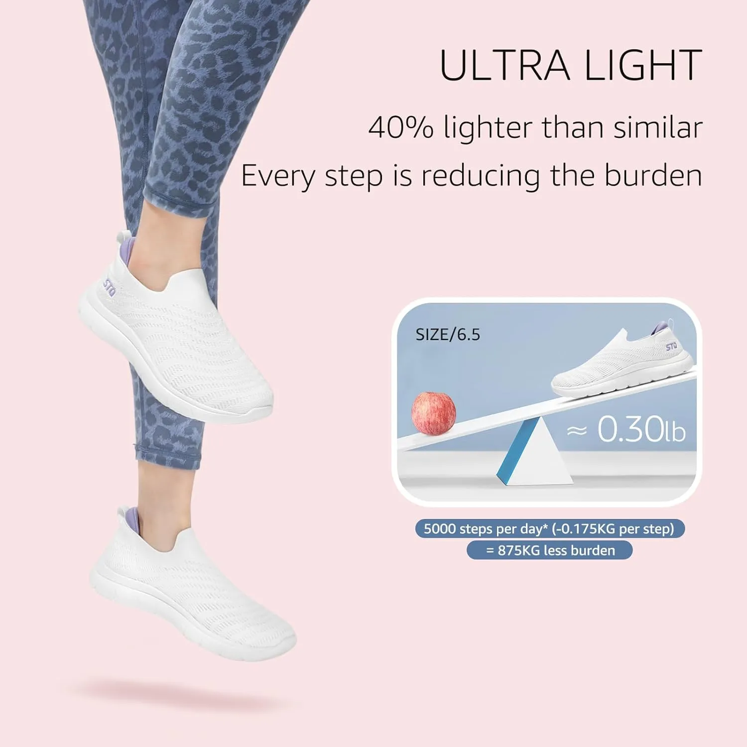 STQ Walking Shoes for Women Arch Support Comfort Lightweight Slip on Sneakers with Memory Foam