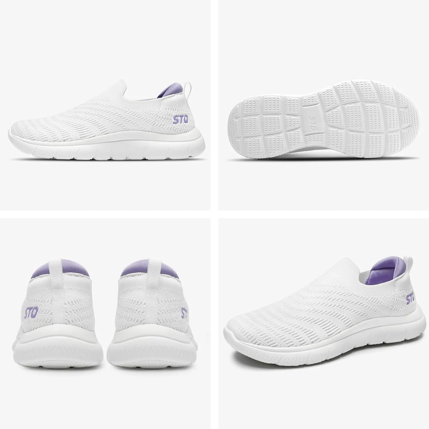 STQ Walking Shoes for Women Arch Support Comfort Lightweight Slip on Sneakers with Memory Foam