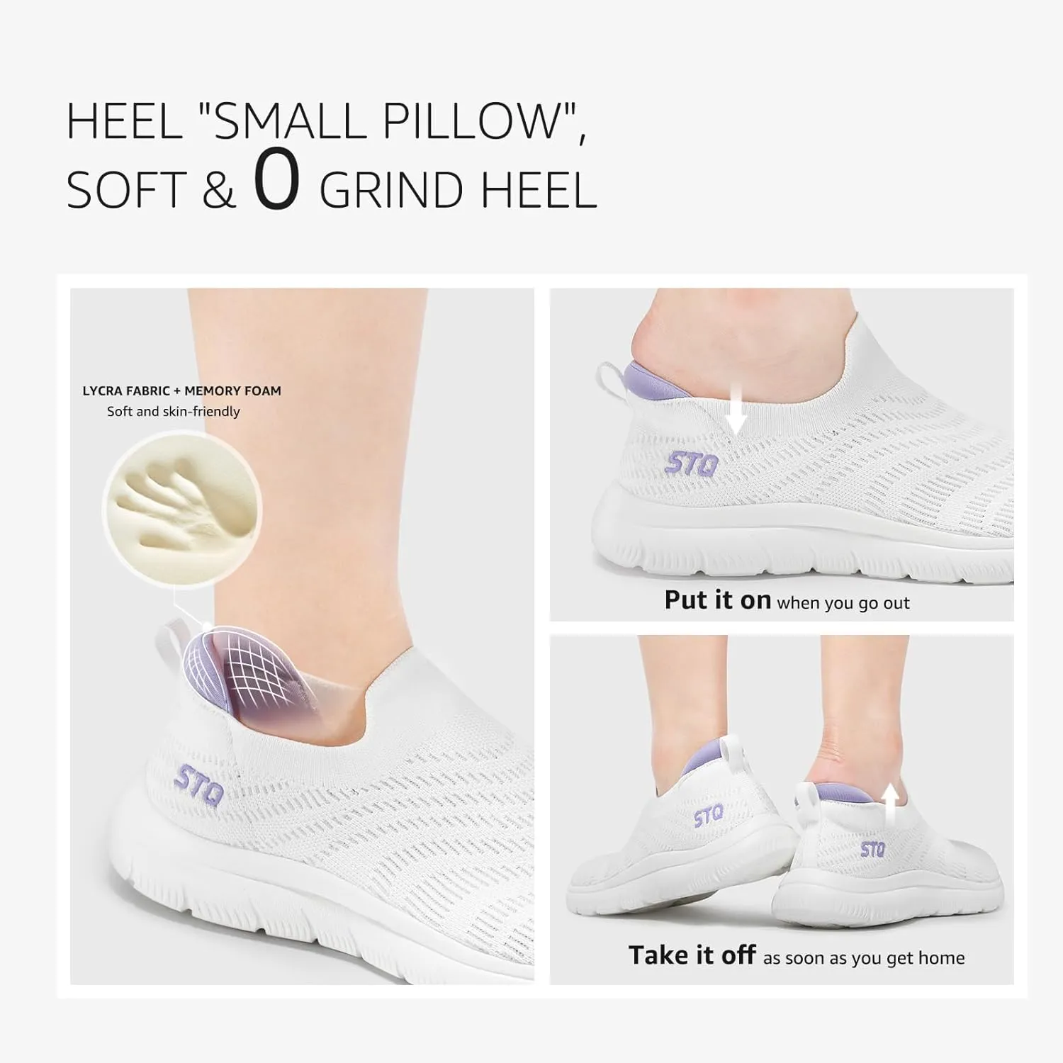 STQ Walking Shoes for Women Arch Support Comfort Lightweight Slip on Sneakers with Memory Foam
