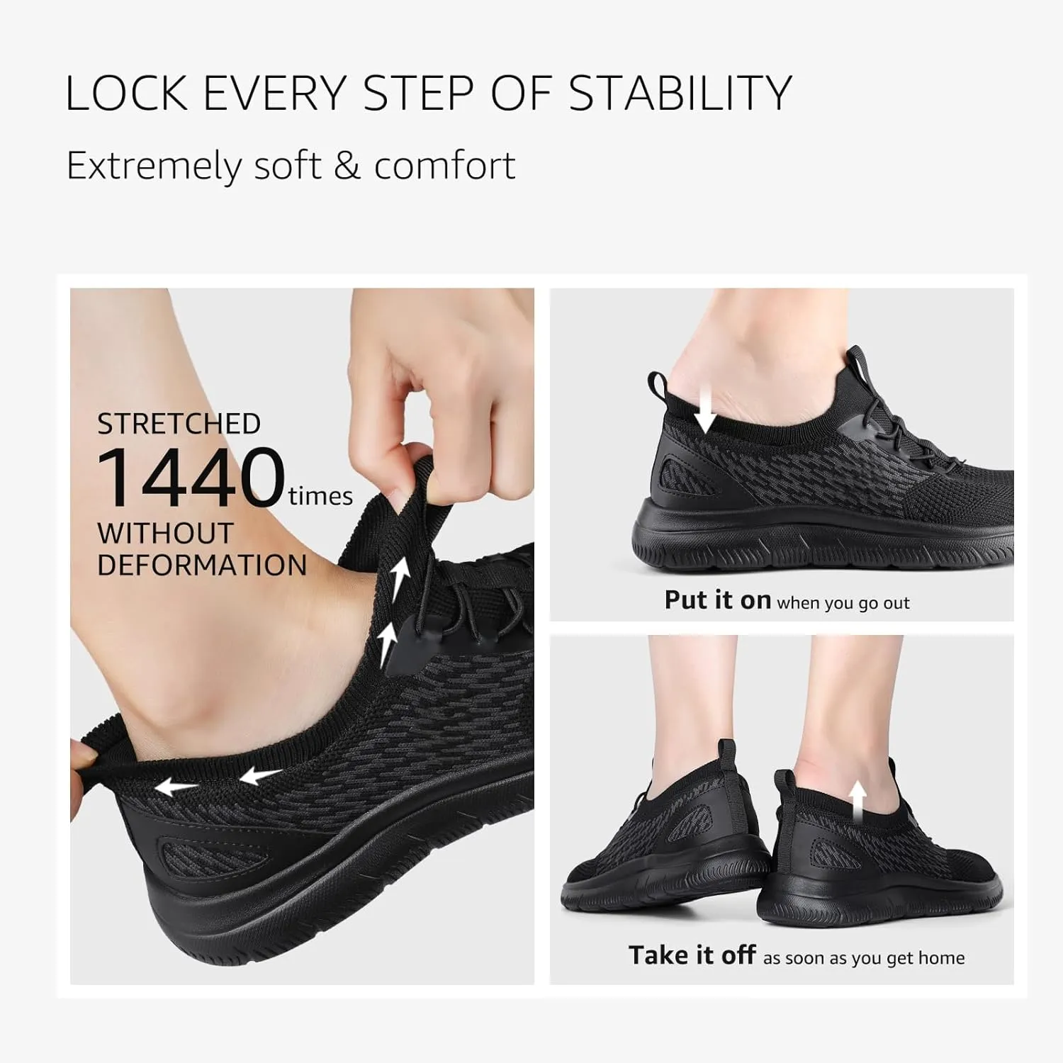 STQ Women Walking Shoes with Arch Support Comfort Lightweight Slip on Sneakers