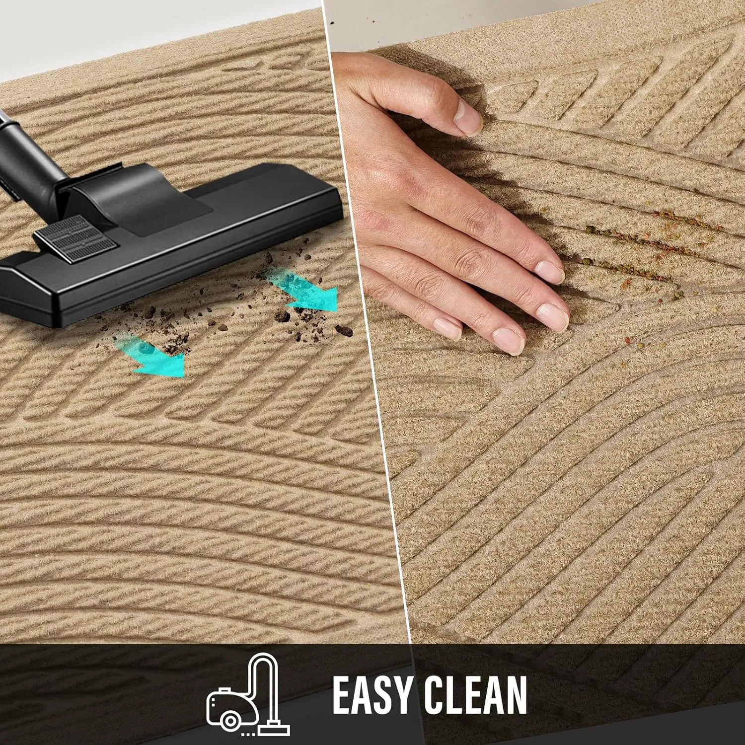 Sturdy Front Door Mat, Absorbent Muddy Dirt Resist Welcome Door Mats Outdoor Indoor, Fade Resistant, Non-Slip Backing Entry Mat Low Profile Doormat for Entryway, 36×24, 2 Pack, Beige
