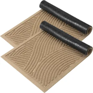 Sturdy Front Door Mat, Absorbent Muddy Dirt Resist Welcome Door Mats Outdoor Indoor, Fade Resistant, Non-Slip Backing Entry Mat Low Profile Doormat for Entryway, 36×24, 2 Pack, Beige