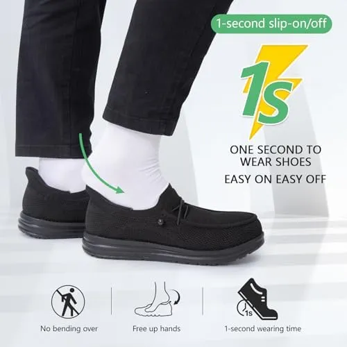 SUADEX Hands Free Slip On Steel Toe Shoes Indestructible Steel Toe Sneakers Lightweight Arch Support Work Safety Shoes Puncture Proof Composite Toe