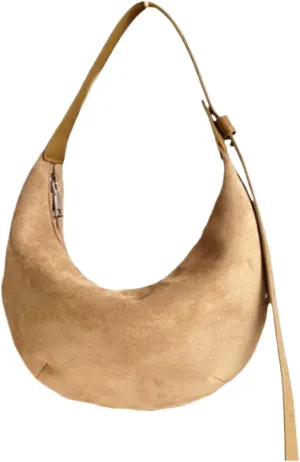 Suede Bag Brown Suede Handbag Crescent Bag Small Shouder Purse Fall Aesthetics Designer Handbags