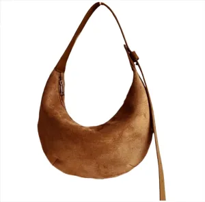 Suede Bag Brown Suede Handbag Crescent Bag Small Shouder Purse Fall Aesthetics Designer Handbags