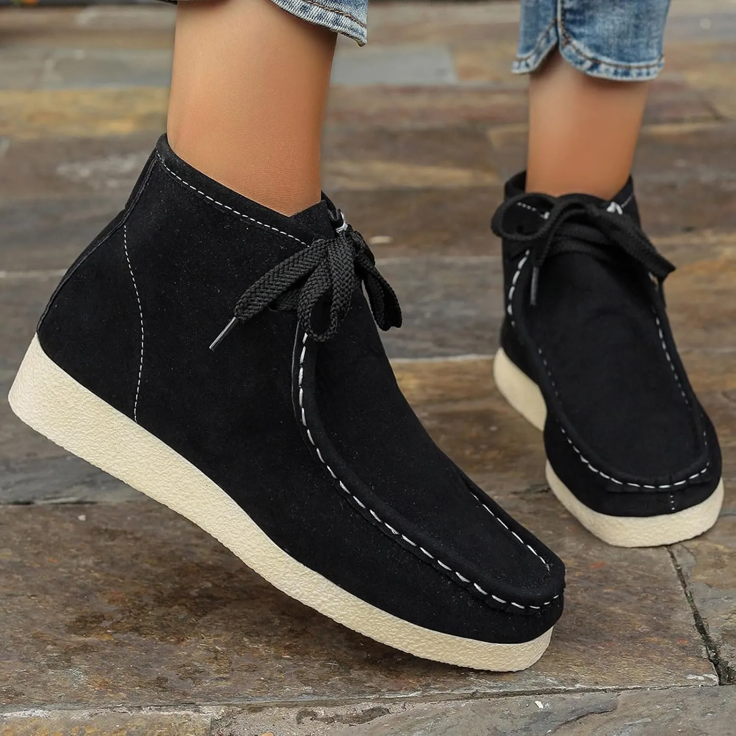 Suede Chukka Boots Women Casual Moccasin Boots Wallabee Boot Shoes Comfort Lightweight Desert Boots Kickers Shoes