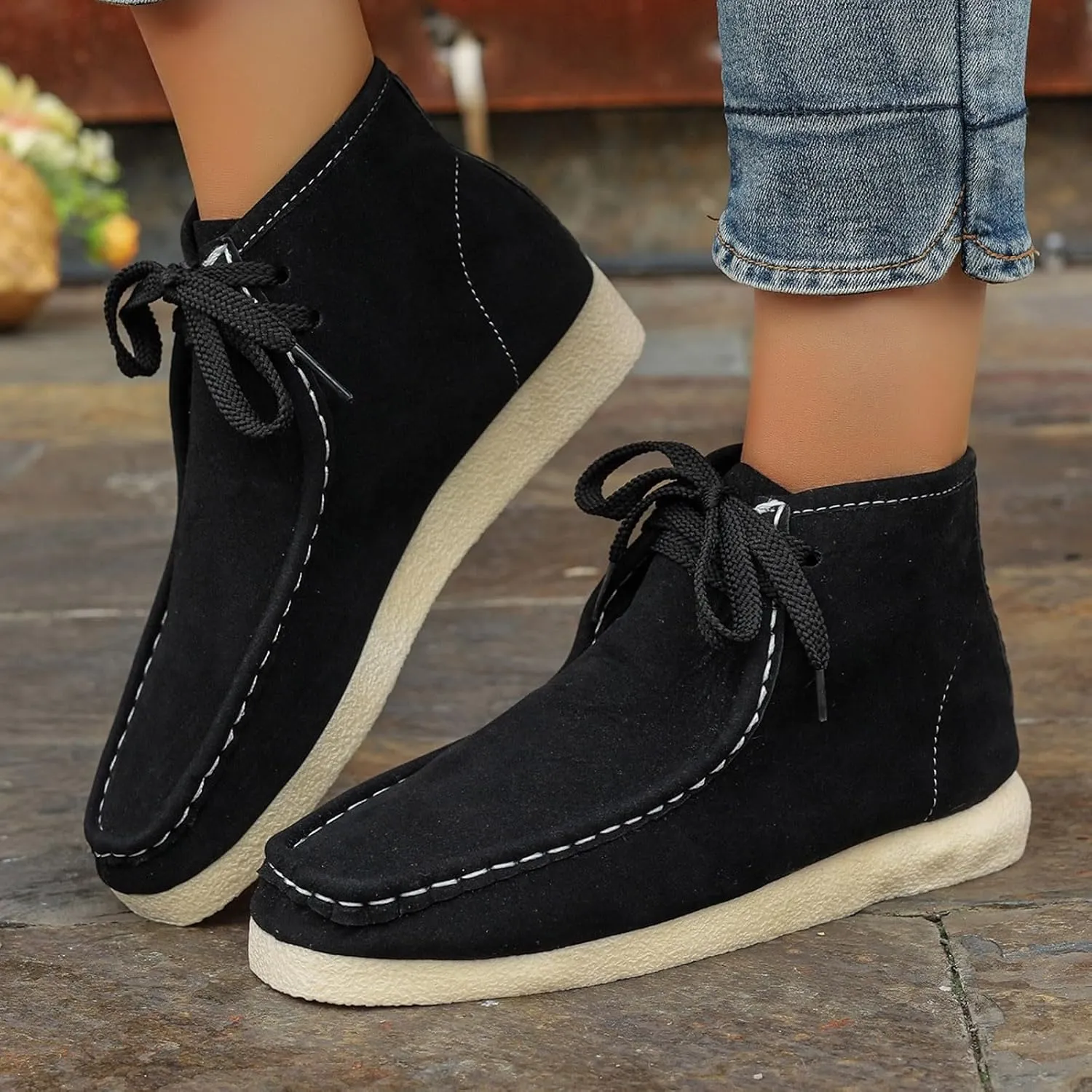 Suede Chukka Boots Women Casual Moccasin Boots Wallabee Boot Shoes Comfort Lightweight Desert Boots Kickers Shoes