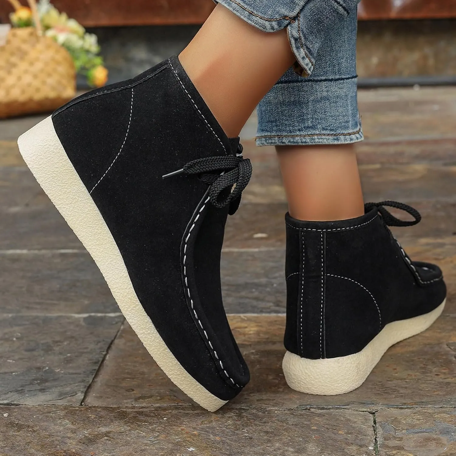 Suede Chukka Boots Women Casual Moccasin Boots Wallabee Boot Shoes Comfort Lightweight Desert Boots Kickers Shoes