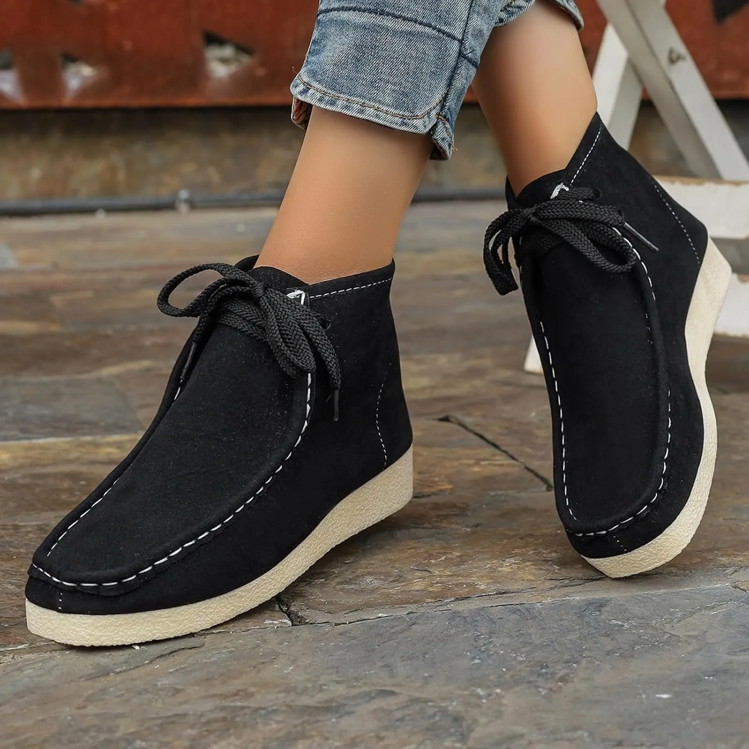 Suede Chukka Boots Women Casual Moccasin Boots Wallabee Boot Shoes Comfort Lightweight Desert Boots Kickers Shoes