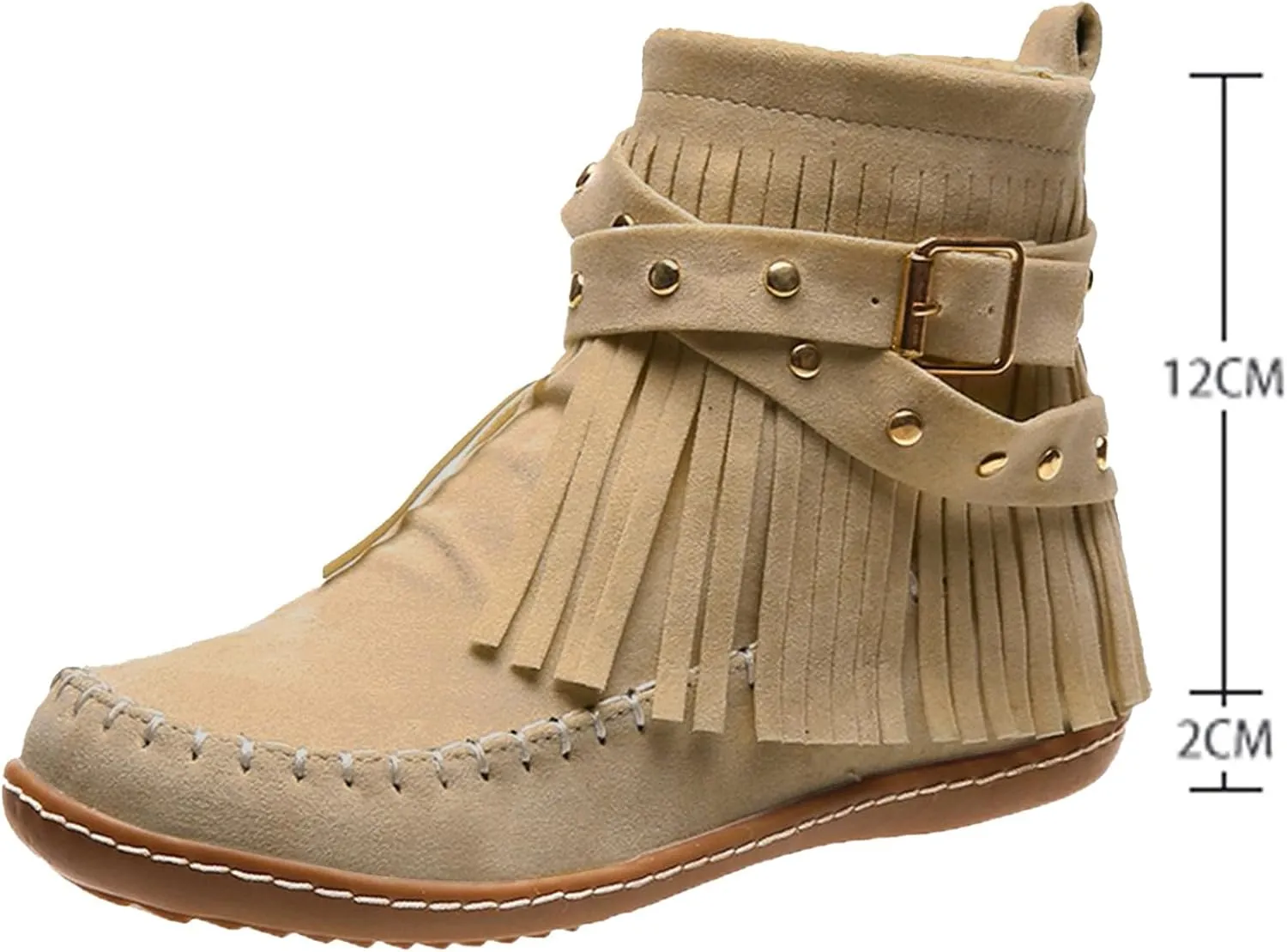Suede Cowboy Boots Women Short Western Boots Suede Fringe Boots Flat Moccasin Boots Tassel Boots Hippie Boots