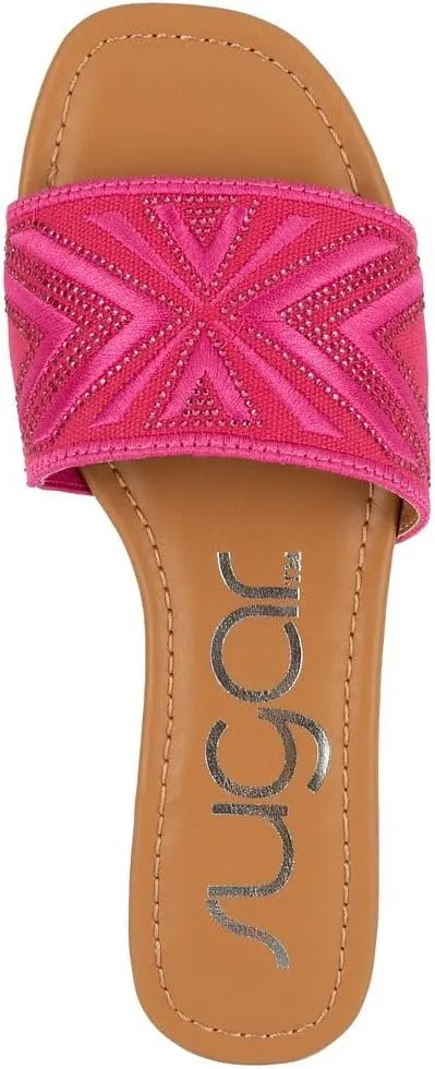 Sugar Women's Slide Sandals – Stylish Slip-On Flats for Casual, Dressy, Beach, or Pool Wear