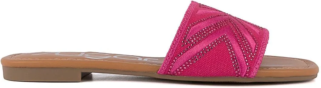 Sugar Women's Slide Sandals – Stylish Slip-On Flats for Casual, Dressy, Beach, or Pool Wear