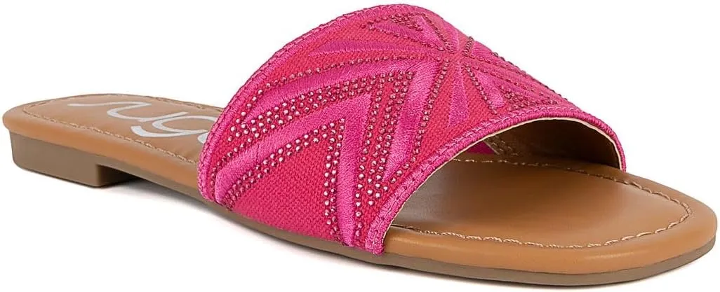 Sugar Women's Slide Sandals – Stylish Slip-On Flats for Casual, Dressy, Beach, or Pool Wear