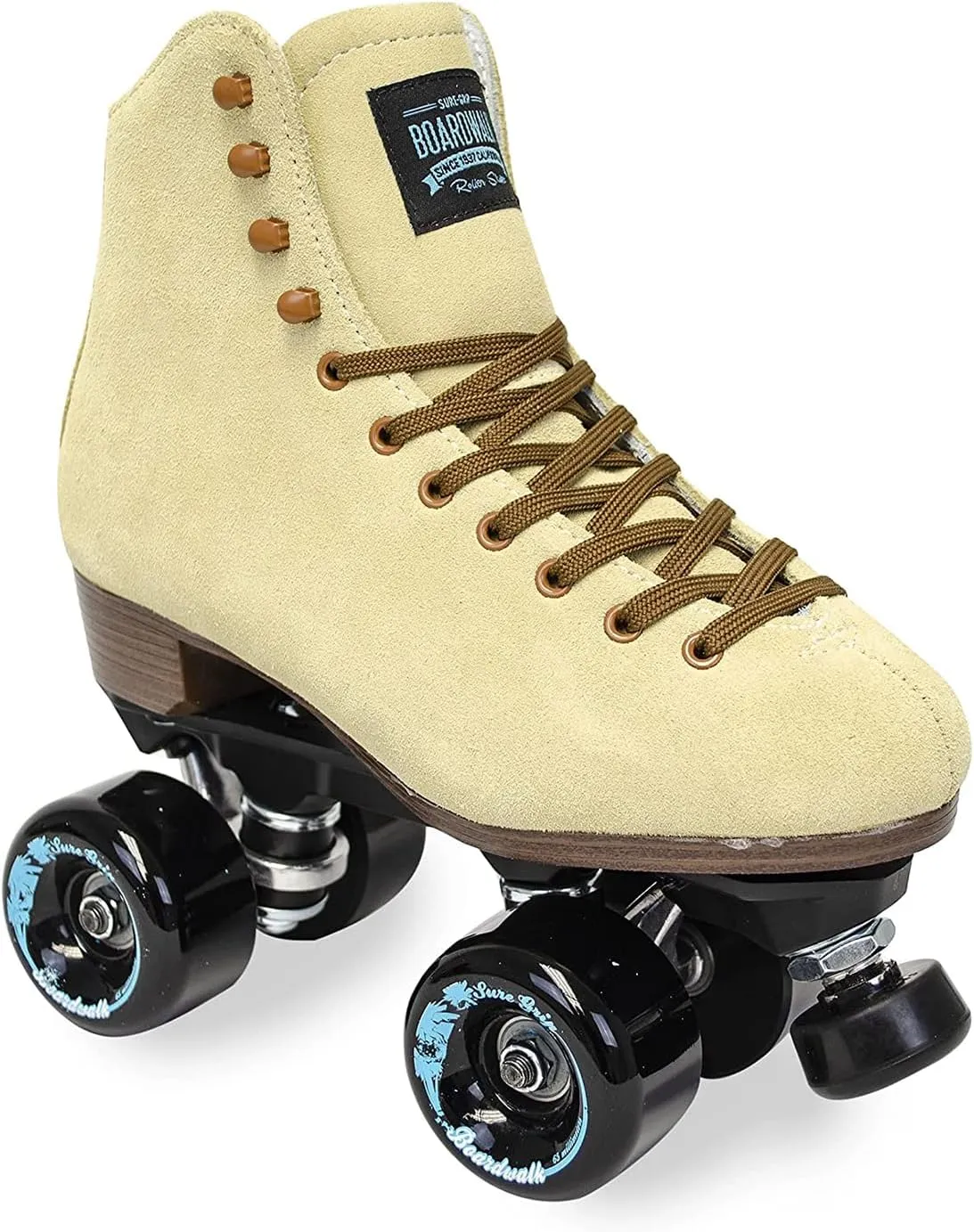 Sure-Grip Boardwalk Unisex Outdoor Roller Skates - Retro Boots with Suede Leather & Rubber - ABEC 3 Bearings & Aluminum Trucks - Boardwalk 82A Outdoor Wheels