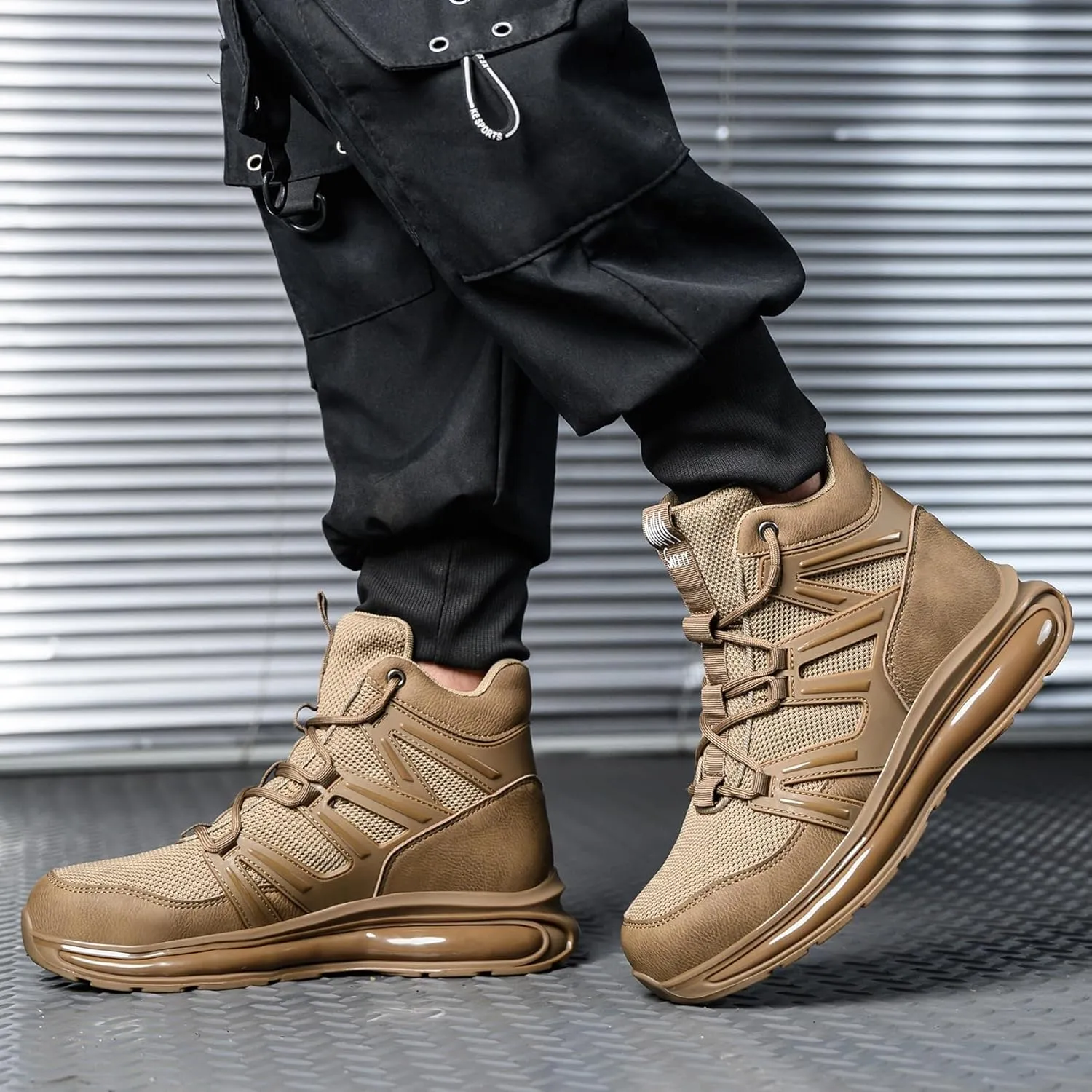 SYLPHID Men Steel Toe Sneakers Women Safety Shoes High top Work Shoe with Air Cushion Lightweight Breathable Puncture Proof