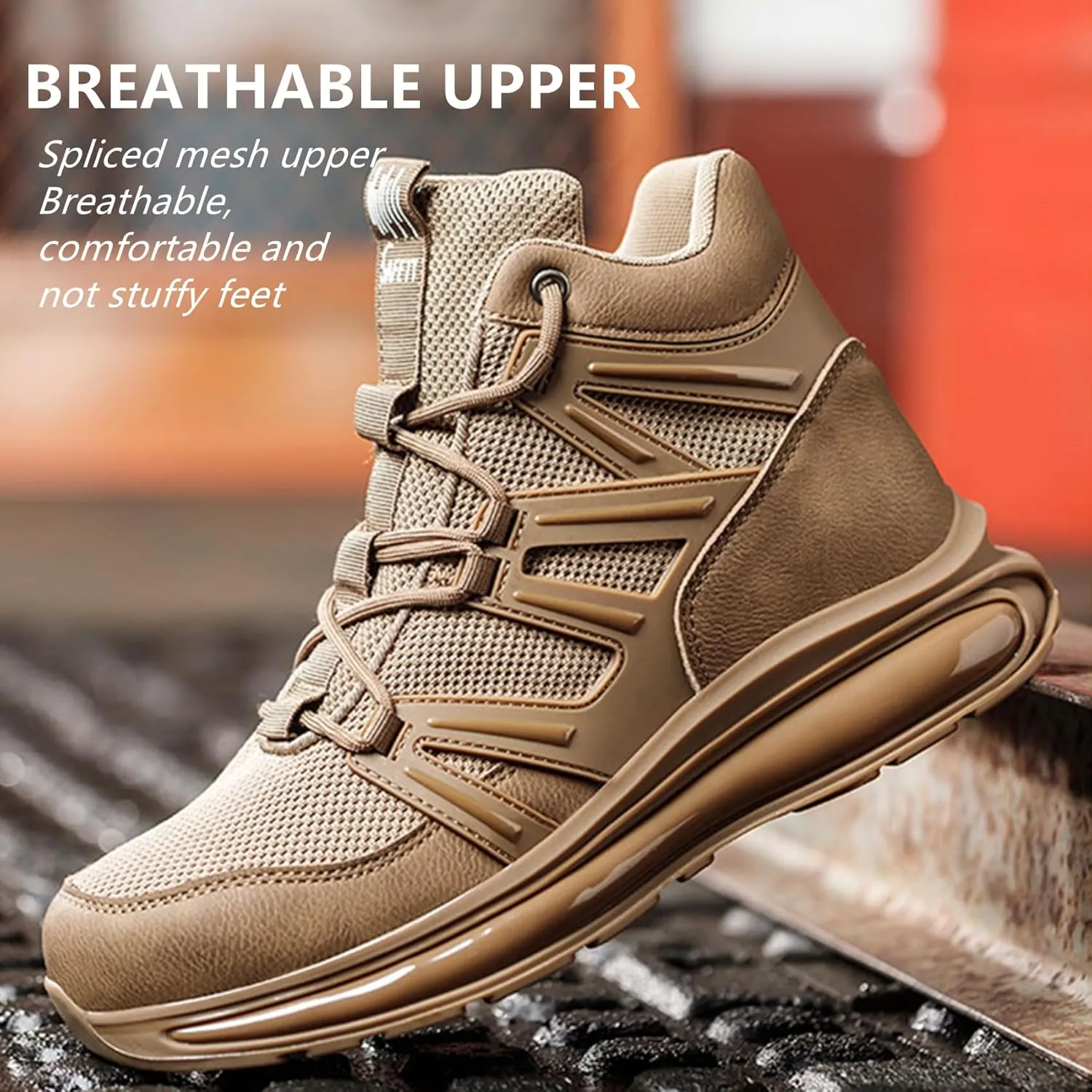 SYLPHID Men Steel Toe Sneakers Women Safety Shoes High top Work Shoe with Air Cushion Lightweight Breathable Puncture Proof
