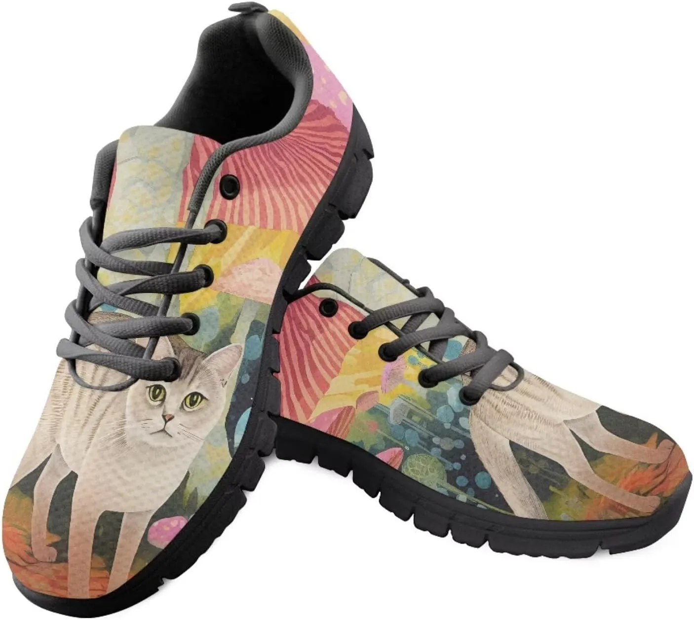 SYtrade Sneakers for Women Tennis Shoes Breathable Lightweight Walking Shoes Black Sole