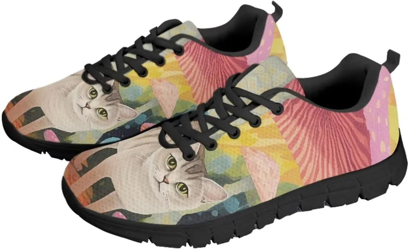 SYtrade Sneakers for Women Tennis Shoes Breathable Lightweight Walking Shoes Black Sole