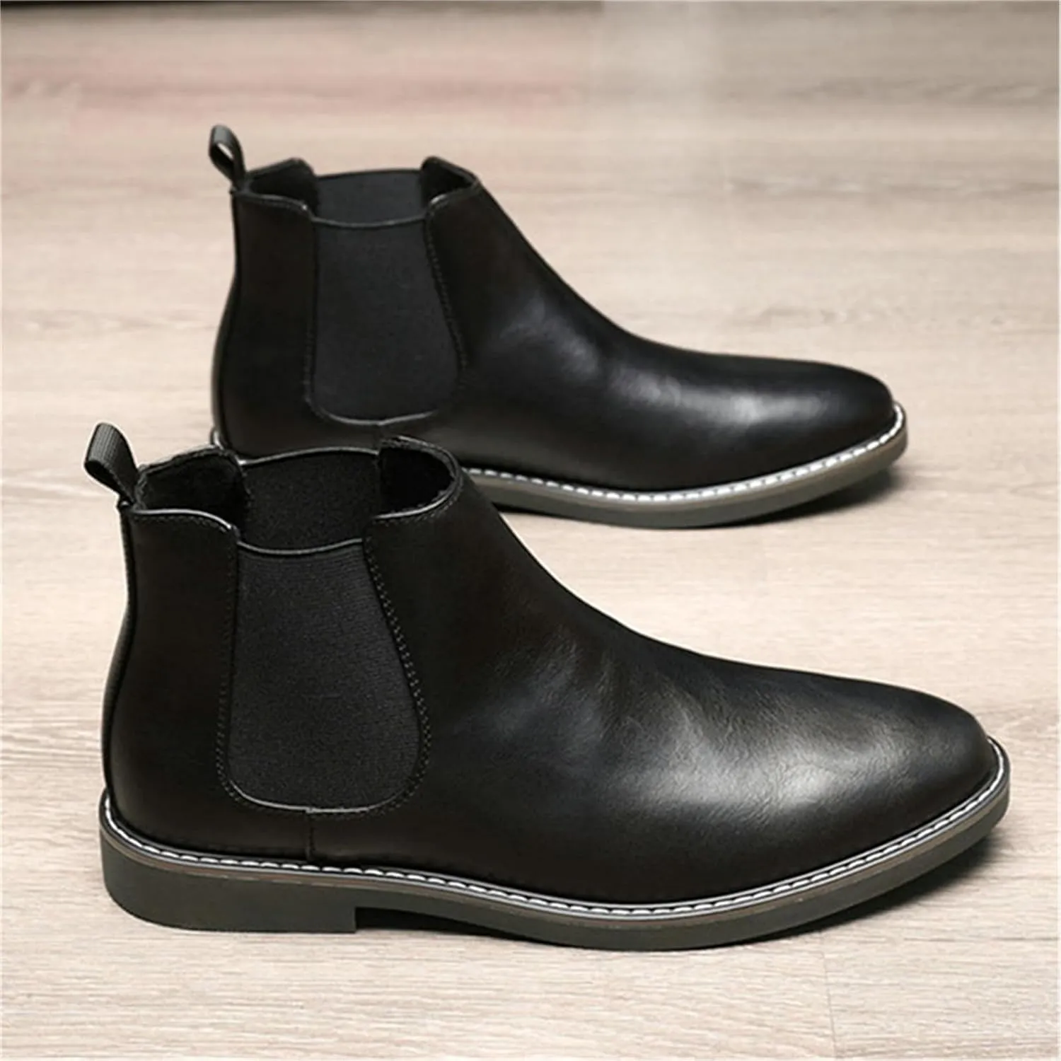 SywzX&xfybz Men's Chelsea Boots Classic Elastic Dress Boots Casual Men's Leather Chelsea Ankle Boots