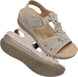 TEMOFON Wedge Sandals for Women Comfortable: Open Toe Sandals with Low Wedges - Dressy Summer Casual Sandals - Flat Comfy Walking Sandals