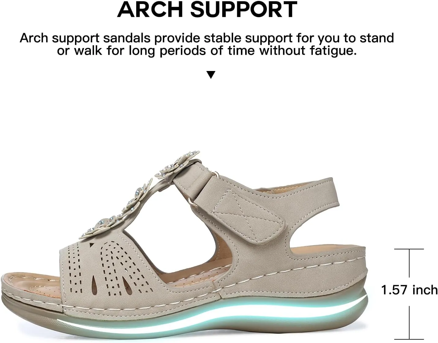 TEMOFON Wedge Sandals for Women Comfortable: Open Toe Sandals with Low Wedges - Dressy Summer Casual Sandals - Flat Comfy Walking Sandals