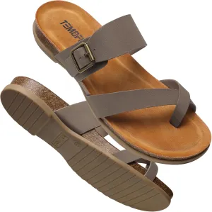TEMOFON Womens Flat Sandals with Arch Support Adjustable Straps Comfortable Summer Walking Casual Flip Flops Size 5-11