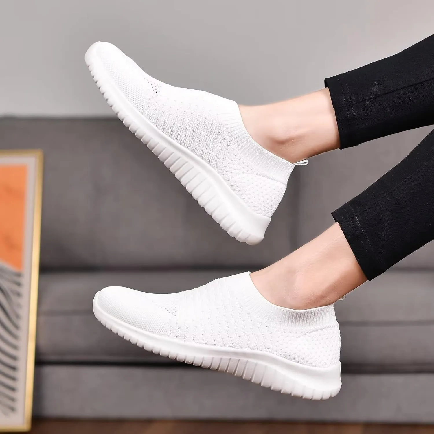 TIOSEBON Women's Athletic Walking Shoes Slip On Casual Mesh-Comfortable Tennis Workout Sneakers