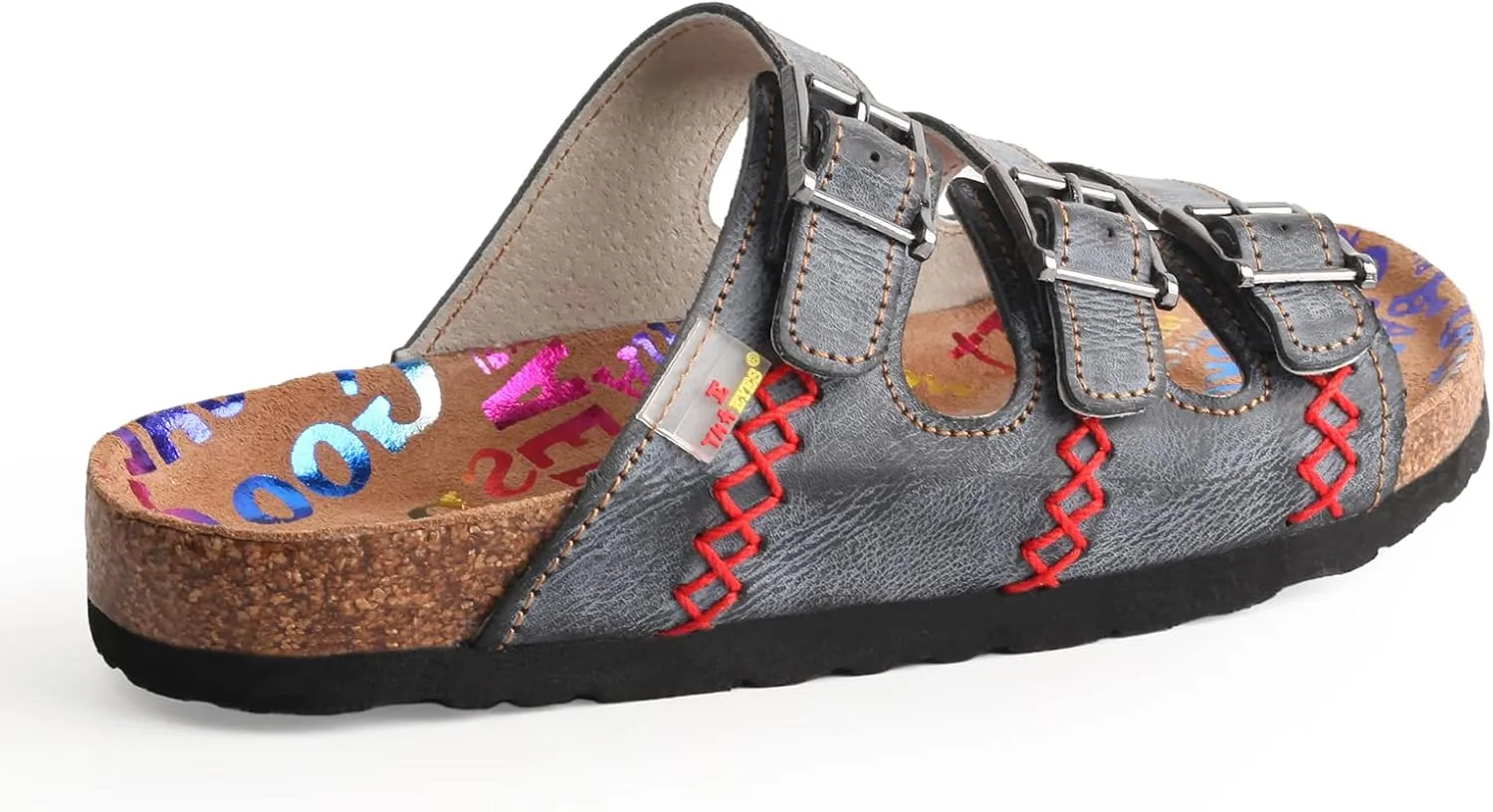 TMA EYES Women's hand stitching Open Toe Footbed Sandals Leather Lightweight Casual Slippers