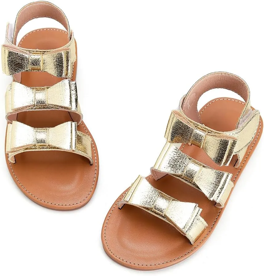 Toddler Girls Sandals Open Toe Summer Flats Flower Girl Dress Shoes for Baby Little Kids