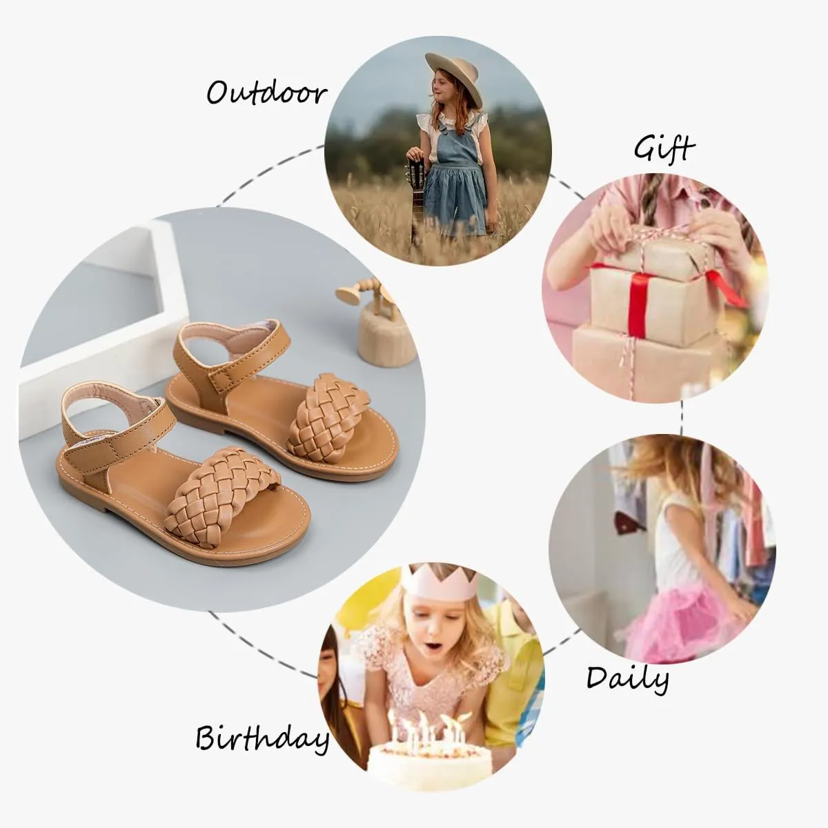 Toddler Girls Sandals Summer Flats Dress Shoes for Baby Little Kids Girl